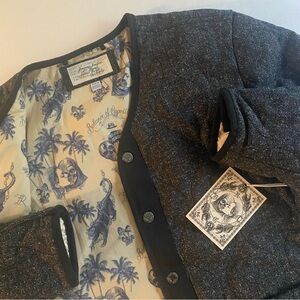 RVCA Chefs Kiss Quilted Jacket Men M Andrew The Kid Skulls Tattoo Goth Lined Top